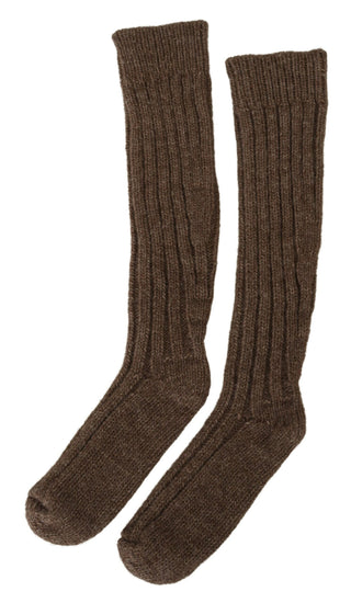 Calcetines largos de lana marrón para mujer