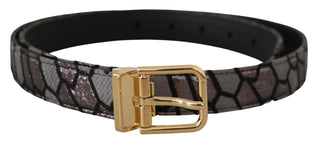 Mehrfarbiger Patchwork-Ledergürtel mit Gold-Jacquard