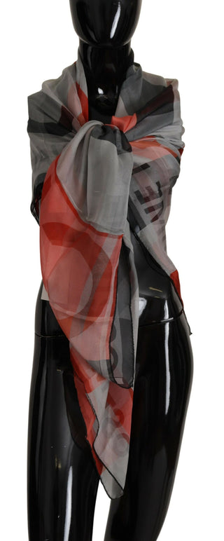 Bufanda foulard gris y roja