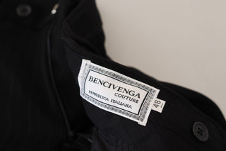 Pantalones formales para hombre de algodón negro corte recto
