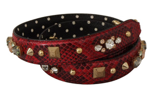 Correa reversible para bolso de cuero de pitón rojo con cristales