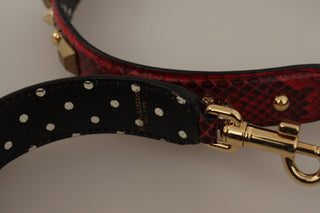 Correa reversible para bolso de cuero de pitón rojo con cristales