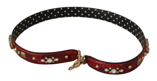 Correa reversible para bolso de cuero de pitón rojo con cristales