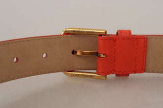 Cinturón con bolso micro Devotion Heart y auriculares en cuero naranja  