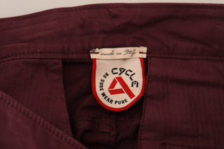 Bordeauxrote Baumwoll-Stretch-Skinny-Freizeithose für Herren