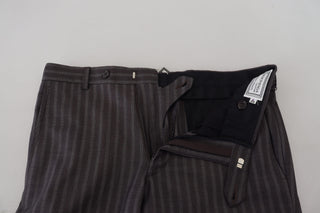 Brown Stripes Slim Fit Men Pants