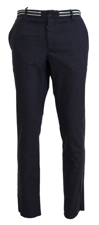 Schwarze, konische Anzughose aus Polyester
