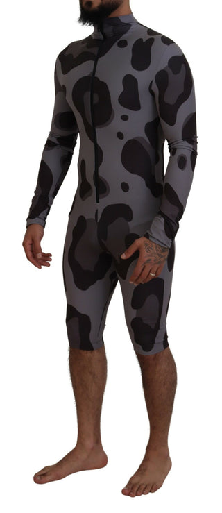Grau gemusterte Polyester-Taucheranzug-Bademode