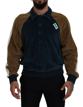 Mehrfarbiger Pullover mit Baumwollkragen