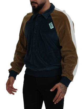 Mehrfarbiger Pullover mit Baumwollkragen
