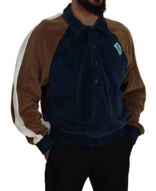 Mehrfarbiger Pullover mit Baumwollkragen