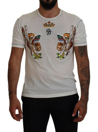 Camiseta para hombre de manga corta blanca con estampado  