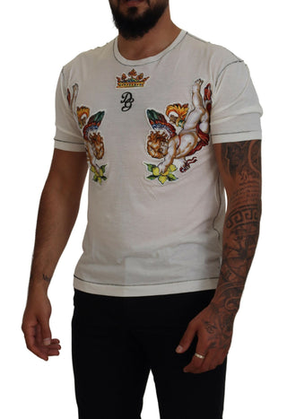 Camiseta para hombre de manga corta blanca con estampado  
