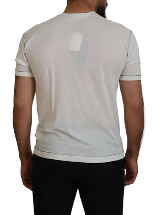 Camiseta para hombre de manga corta blanca con estampado  