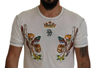 Camiseta para hombre de manga corta blanca con estampado  