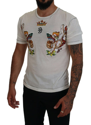 Camiseta para hombre de manga corta blanca con estampado  