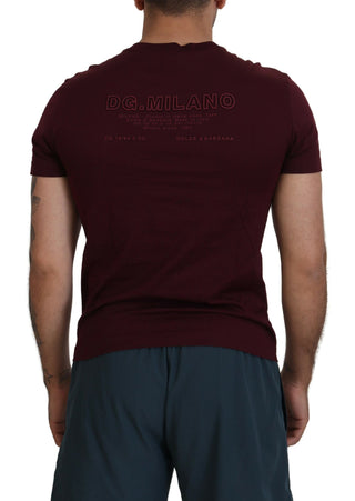 Camiseta para hombre de manga corta granate con estampado  