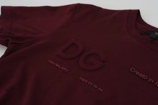 Camiseta para hombre de manga corta granate con estampado  