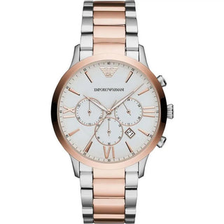 Reloj cronógrafo de acero plateado y bronce  