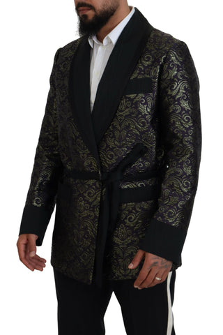 Chaqueta blazer bata barroca dorada y púrpura  