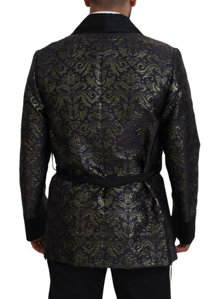 Chaqueta blazer bata barroca dorada y púrpura  