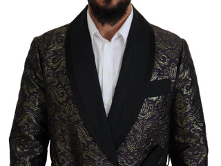 Chaqueta blazer bata barroca dorada y púrpura  