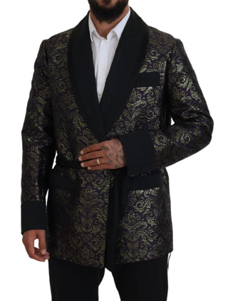 Chaqueta blazer bata barroca dorada y púrpura  