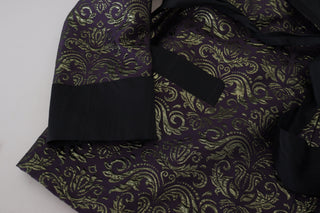 Chaqueta blazer bata barroca dorada y púrpura  