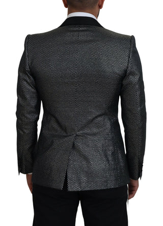 Dark Gray Silver Jacquard Slim Fit Jacket Blazer