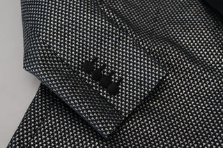 Dark Gray Silver Jacquard Slim Fit Jacket Blazer