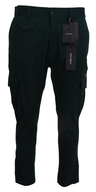 Grüne Cargo-Jeanshose aus Baumwoll-Stretch