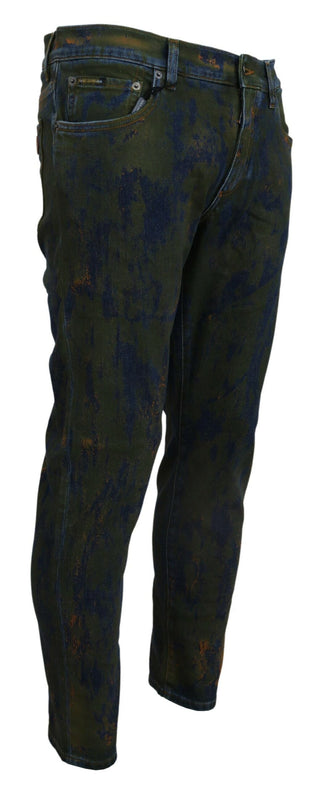 Blue Green Skinny Cotton Denim Jeans