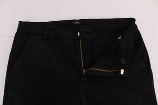 Pantalones ajustados de algodón elástico negros