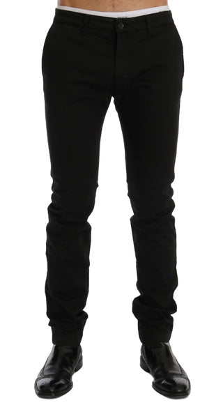 Pantalones chinos de algodón elástico negros