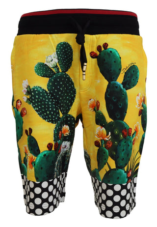 Shorts deportivos de algodón con estampado de cactus multicolor  