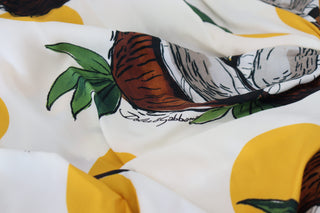 Vestido mini ajustado de seda con estampado de coco blanco