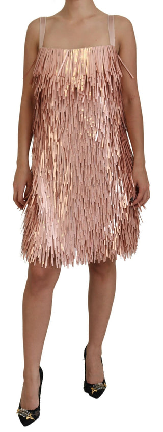 Ärmelloses A-Linien-Shift-Kleid aus pinkfarbenem Lamé