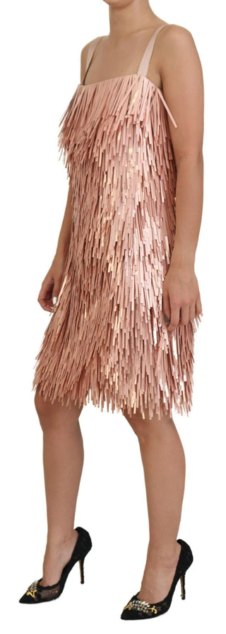 Ärmelloses A-Linien-Shift-Kleid aus pinkfarbenem Lamé