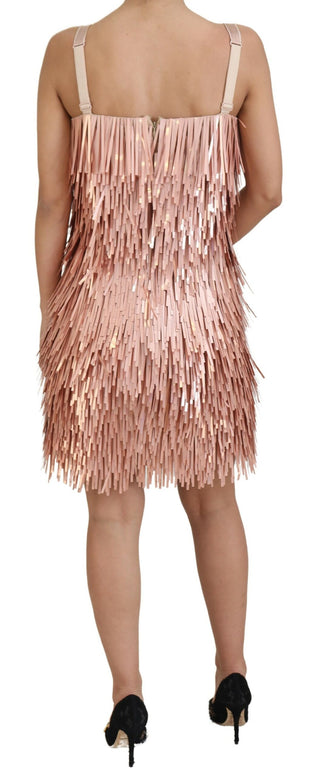 Ärmelloses A-Linien-Shift-Kleid aus pinkfarbenem Lamé