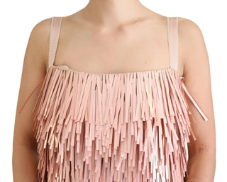 Ärmelloses A-Linien-Shift-Kleid aus pinkfarbenem Lamé