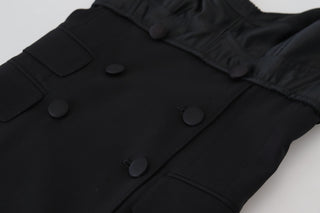 Schwarzes Mini-Kleid aus Woll-Stretch im Etui-Stil