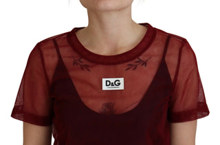 Vestido mini de dos capas de nylon granate