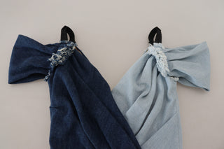 Zweifarbiger Patchwork-Mini-Jeanskleid