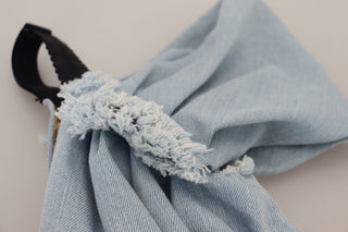 Zweifarbiger Patchwork-Mini-Jeanskleid