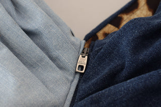 Zweifarbiger Patchwork-Mini-Jeanskleid