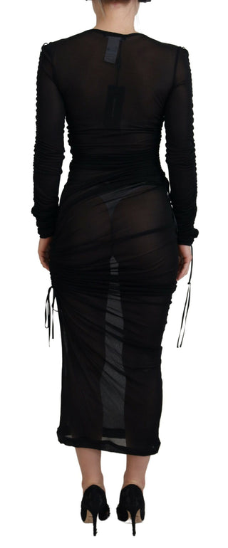 Vestido midi ajustado de viscosa negro
