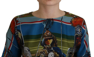 Mehrfarbiges Sizilien-Seiden-A-Linien-Maxikleid