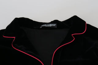 Chaqueta blazer negra de viscosa con botones y cinturón
