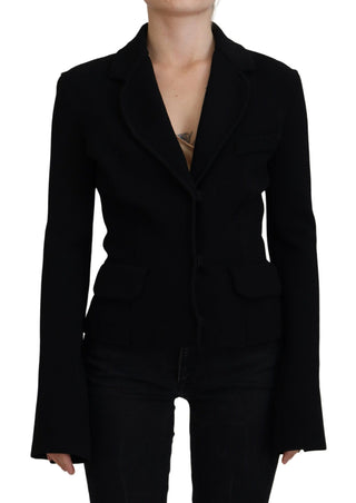 Chaqueta blazer negra de viscosa con botones tipo cárdigan