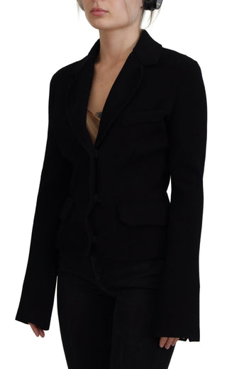 Chaqueta blazer negra de viscosa con botones tipo cárdigan